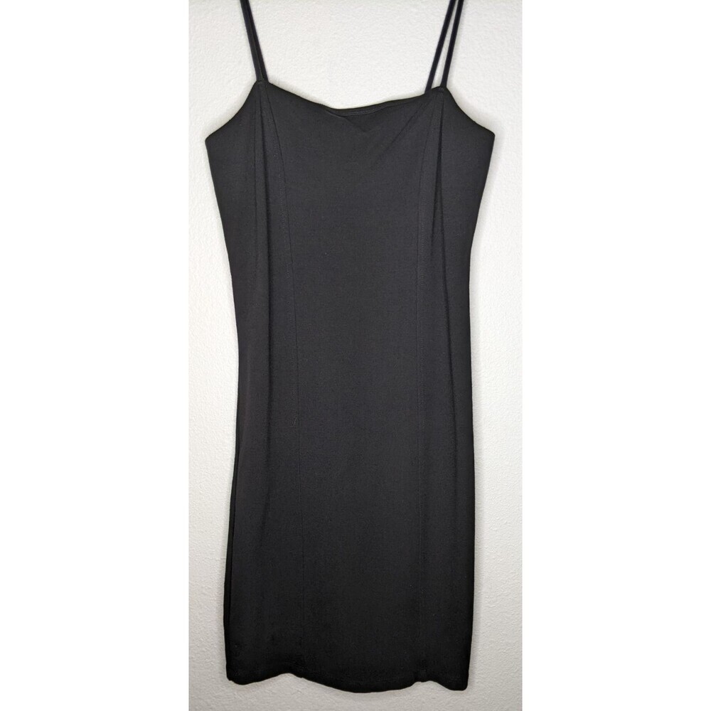 FOREVER 21 Black Bodycon Stretchy Scoop Neck Knee Length Dress Classic M - Picture 3 of 8